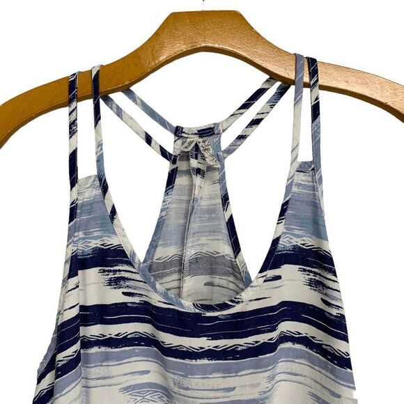 Mudd Junior's size Medium Blue white gray tribal stripe Racerback Granola Top - Picture 2 of 13